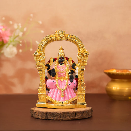 Padmavati Devi Idol | Gold-Pink/Blue Goddess Statue | 4 Inches