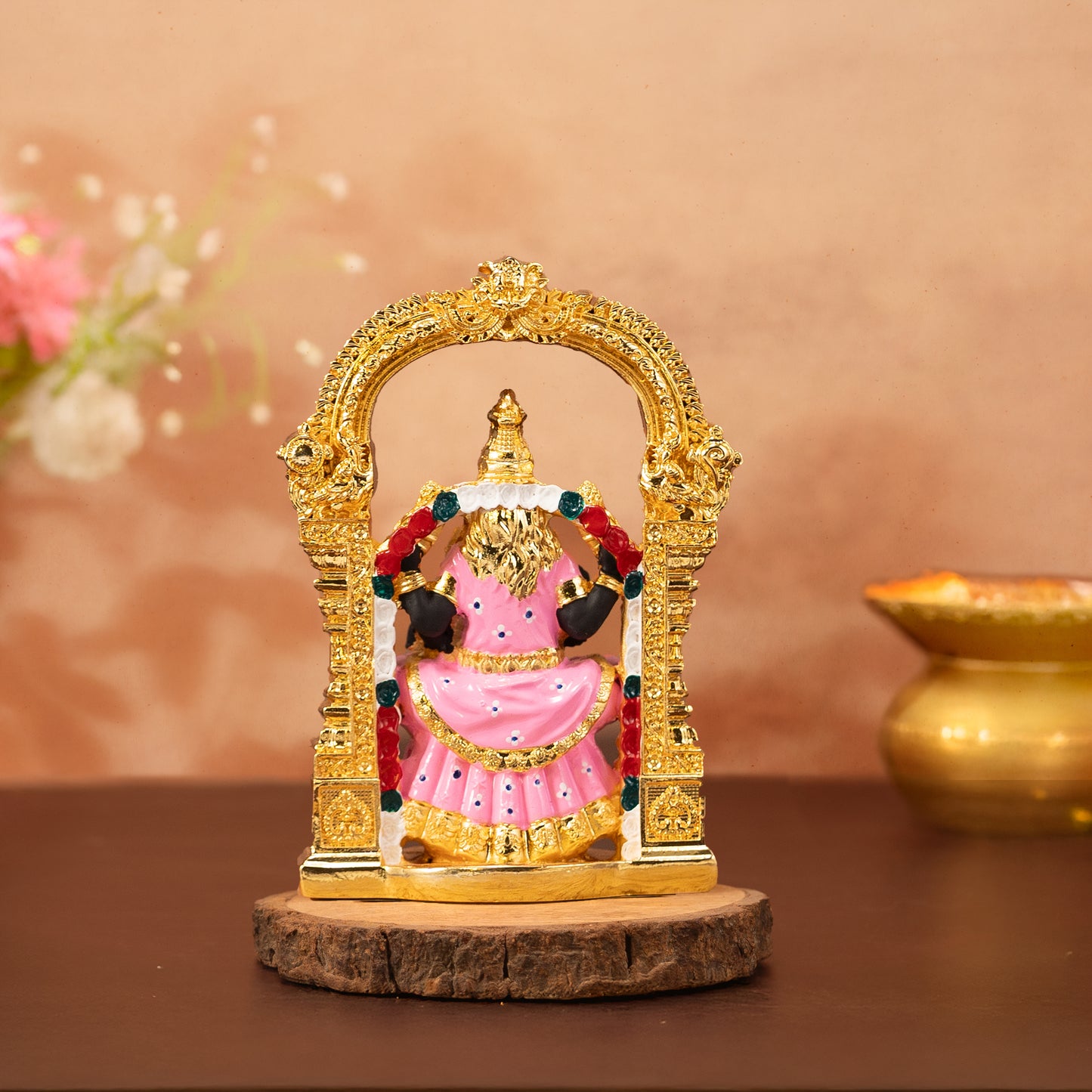 Padmavati Devi Idol | Gold-Pink/Blue Goddess Statue | 4 Inches