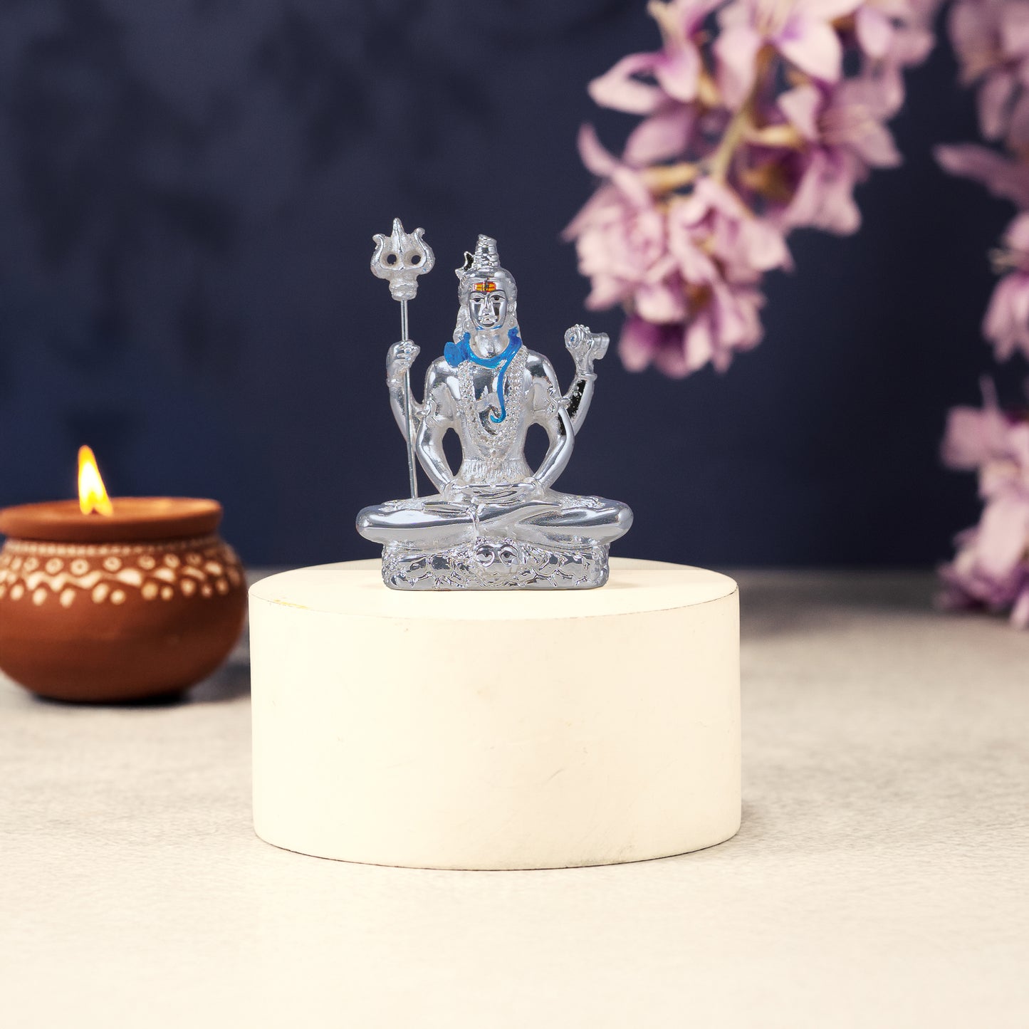 Shivji Idol Mini | Silver-Plated Small Lord Shiva | 3 Inches