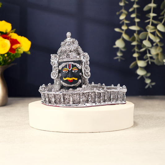Mahakal Idol | Pure Silver-Plated Shivling with Divine Face | 4 inch