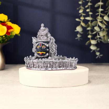 Mahakal Idol | Pure Silver-Plated Shivling with Divine Face | 4 inch