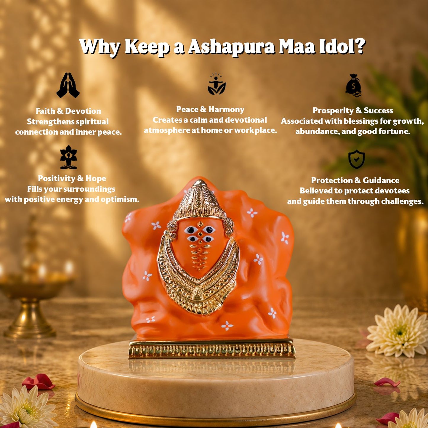 Madhvadi Maa Ashapura Murti|24k  Pure Gold Plated