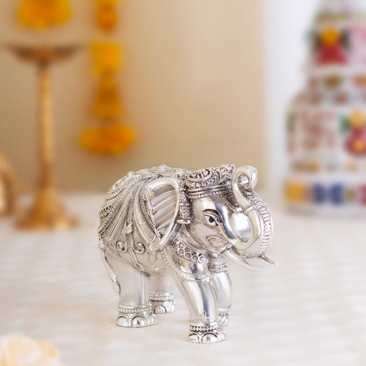 VASTU TRUNK UP ELEPHANT PAIR| PURE Silver Plated