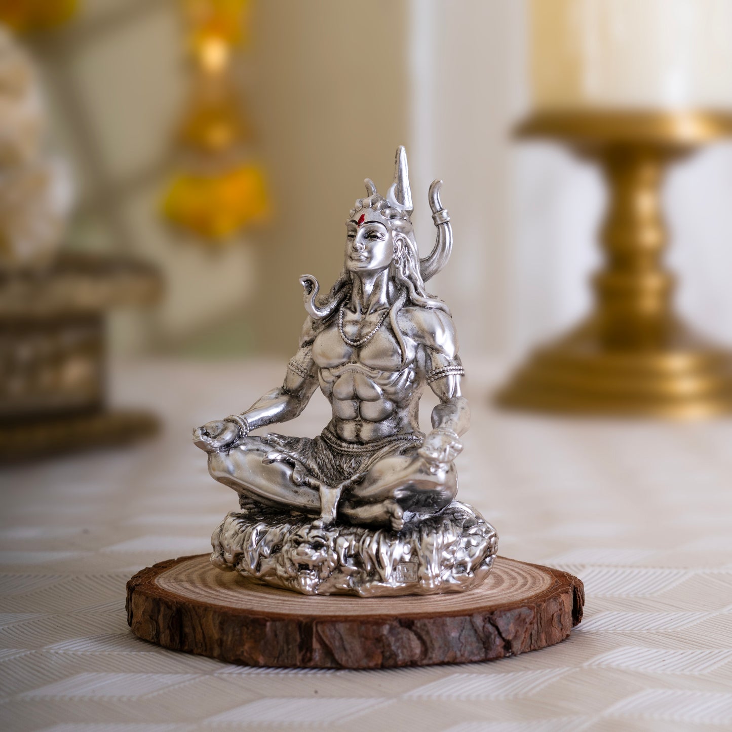 Adiyogi Mahadev Idol-Pure Silver Plated Antique Finish