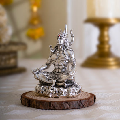 Adiyogi Mahadev Idol-Pure Silver Plated Antique Finish