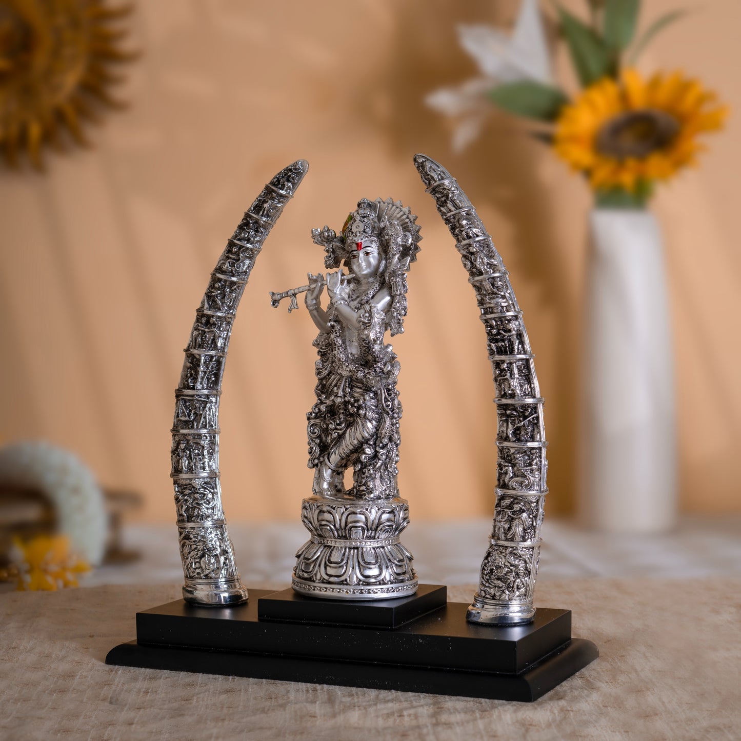 Premium Krishna Idol-Pure Silver Plated with Antique Ambri Finish