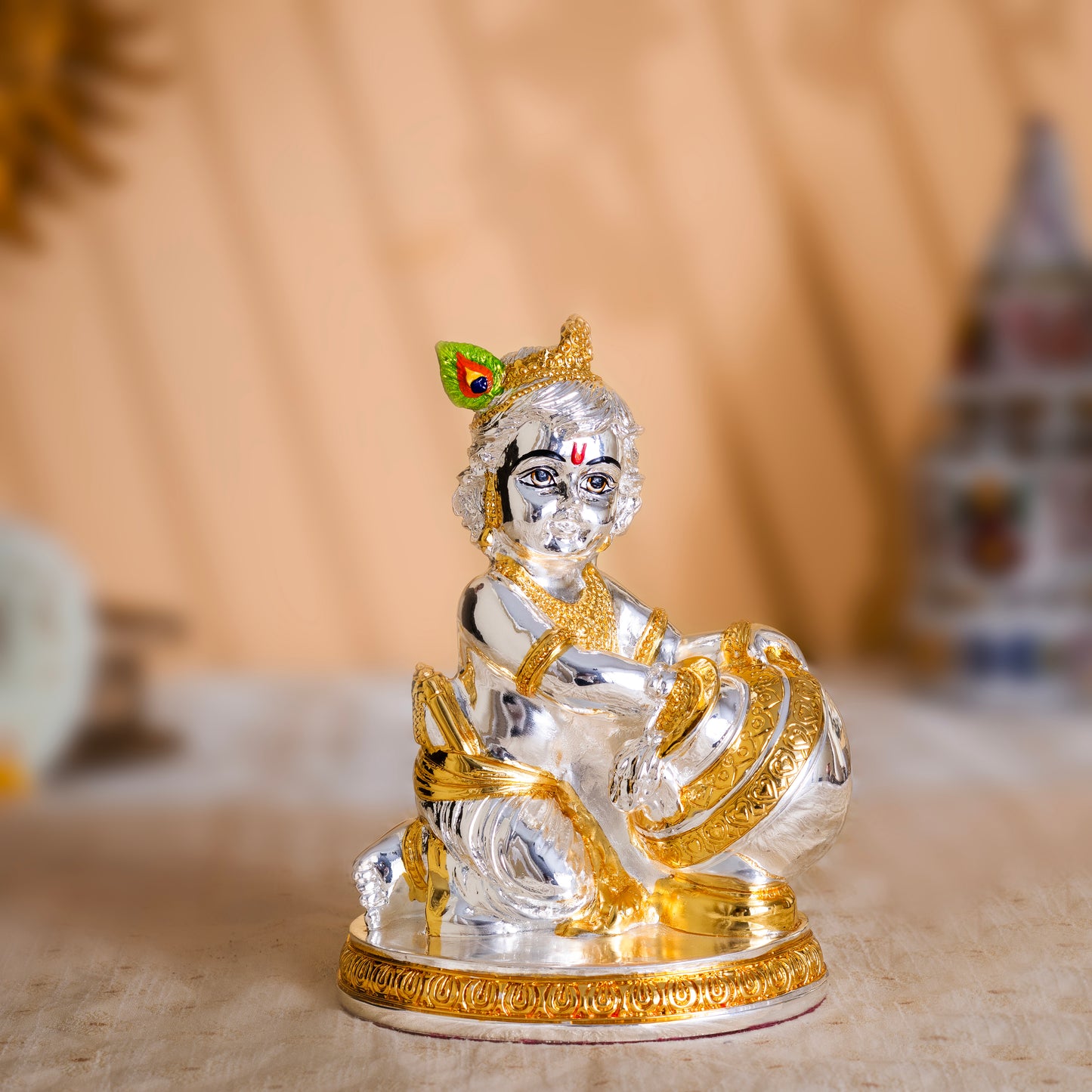 Makhan Chor Laddu Gopal Idol | Premium 24k Gold & Pure Silver Plated
