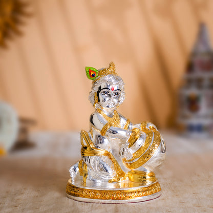 Makhan Chor Laddu Gopal Idol | Premium 24k Gold & Pure Silver Plated