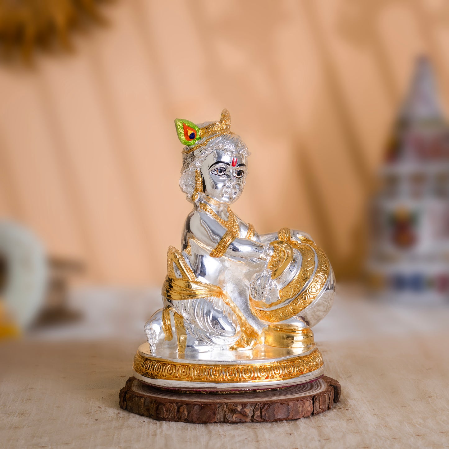 Makhan Chor Laddu Gopal Idol | Premium 24k Gold & Pure Silver Plated