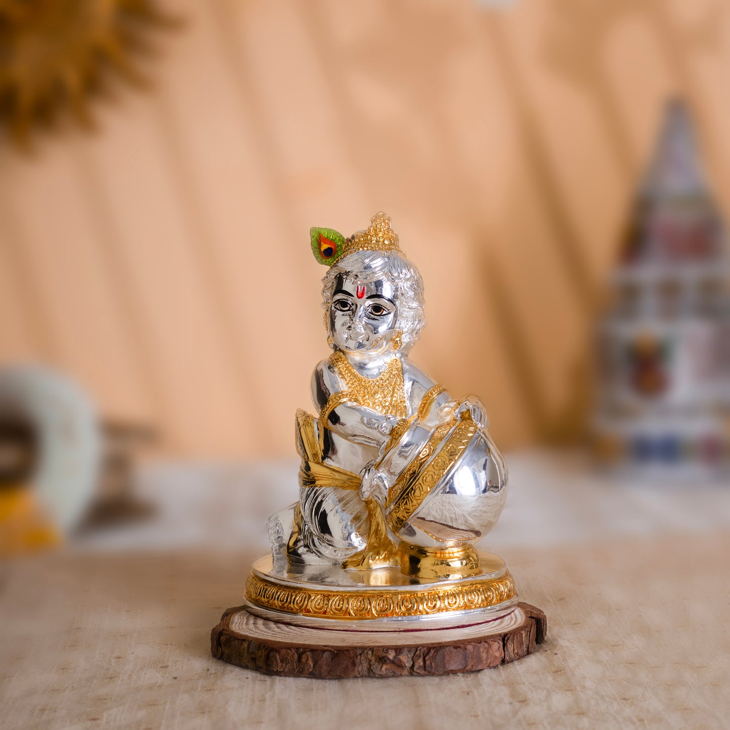 Makhan Chor Laddu Gopal Idol | Premium 24k Gold & Pure Silver Plated