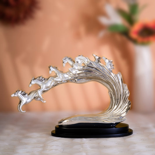 Seven Horses of Success – Pure Silver Plated Ambri Decor