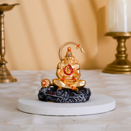 Dhyan Hanuman Idol | 24K Gold-Plated Decorative Idol for Gifting | 3.75 Inches