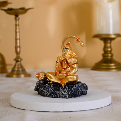 Dhyan Hanuman Idol | 24K Gold-Plated Decorative Idol for Gifting | 3.75 Inches