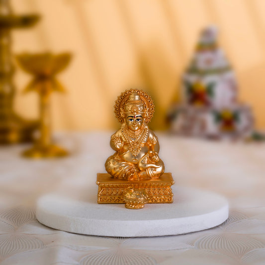 Pure Gold Plated Kuber Ji Idol With Mangoose | Wealth & Prosperity Symbol for Home & Office