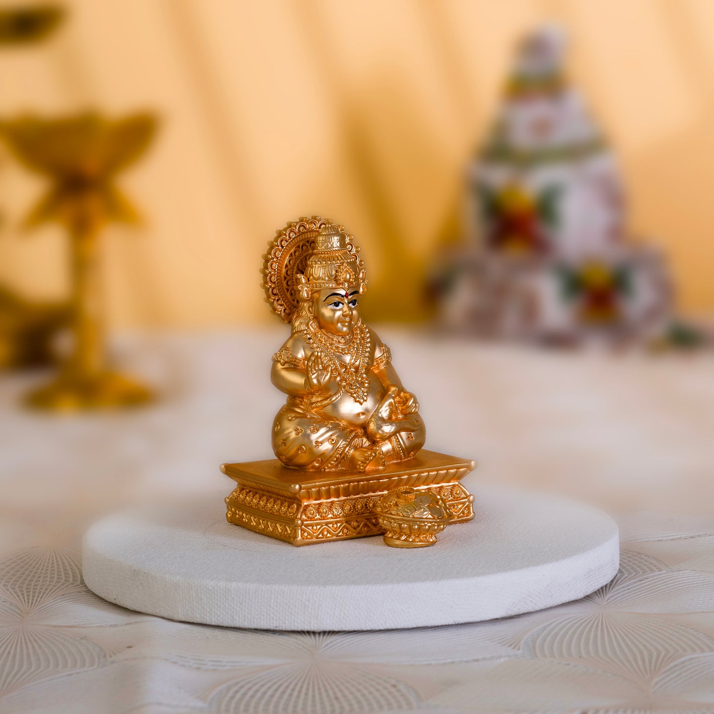 Pure Gold Plated Kuber Ji Idol With Mangoose | Wealth & Prosperity Symbol for Home & Office