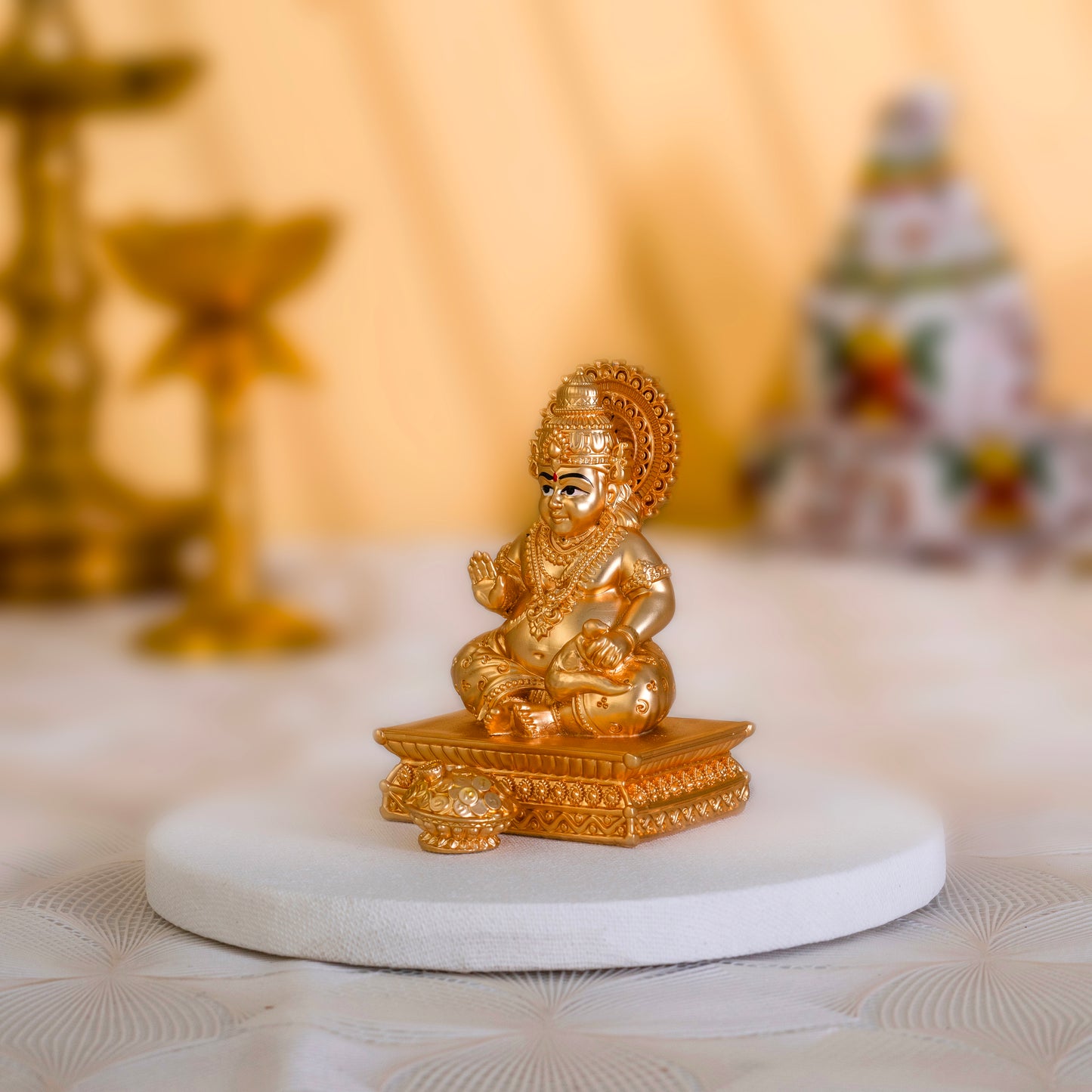 Pure Gold Plated Kuber Ji Idol With Mangoose | Wealth & Prosperity Symbol for Home & Office