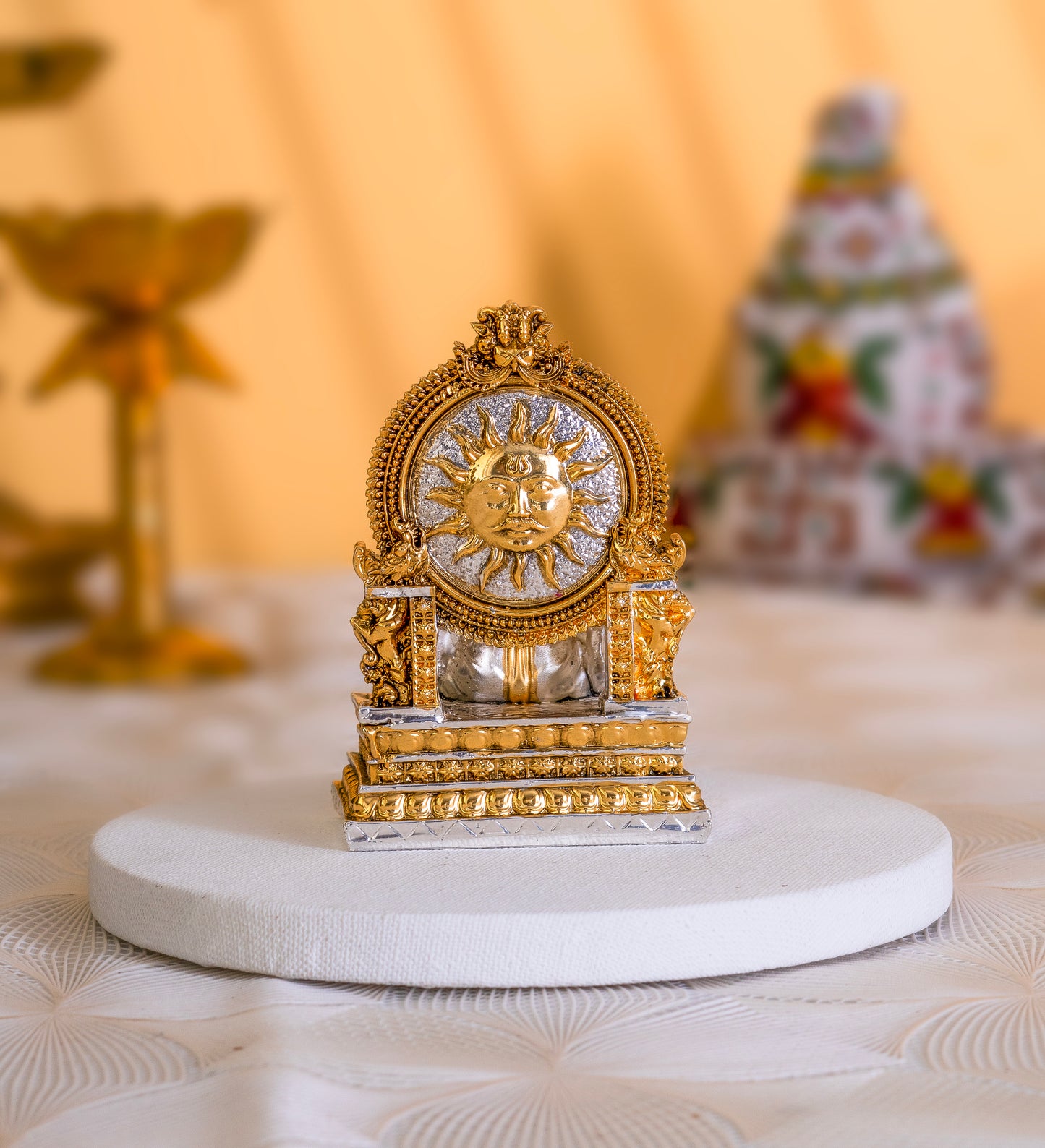 Ganesh Idol | Gold & Silver-Plated Divine Deity | 3.75 Inches