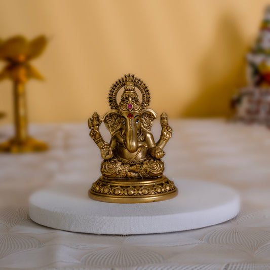 Ganesh Ji Idol in 24K Gold Plated – Remover of Obstacles | 3.5 inches