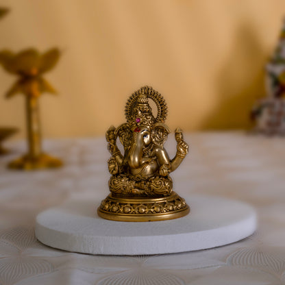Ganesh Ji Idol in 24K Gold Plated – Remover of Obstacles | 3.5 inches