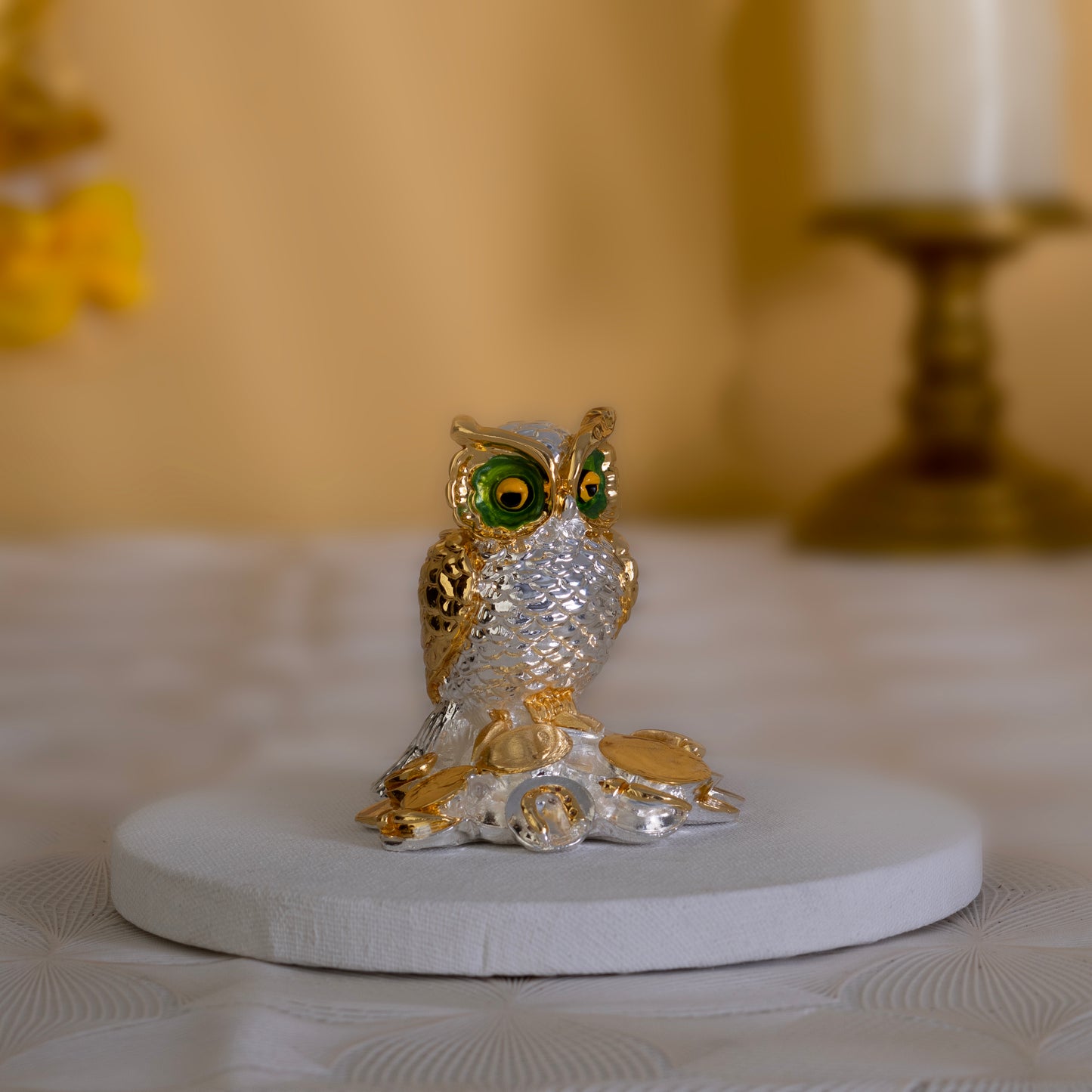 Vastu Owl | Gold & Silver-Plated Symbol of Wisdom | 3 Inches