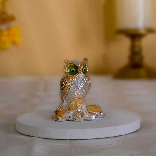 Vastu Owl | Gold & Silver-Plated Symbol of Wisdom | 3 Inches
