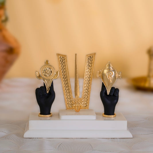 Tirupati Balaji Sri Tilak Chakra Idol | Gold-Plated Deity | 5.5 Inches
