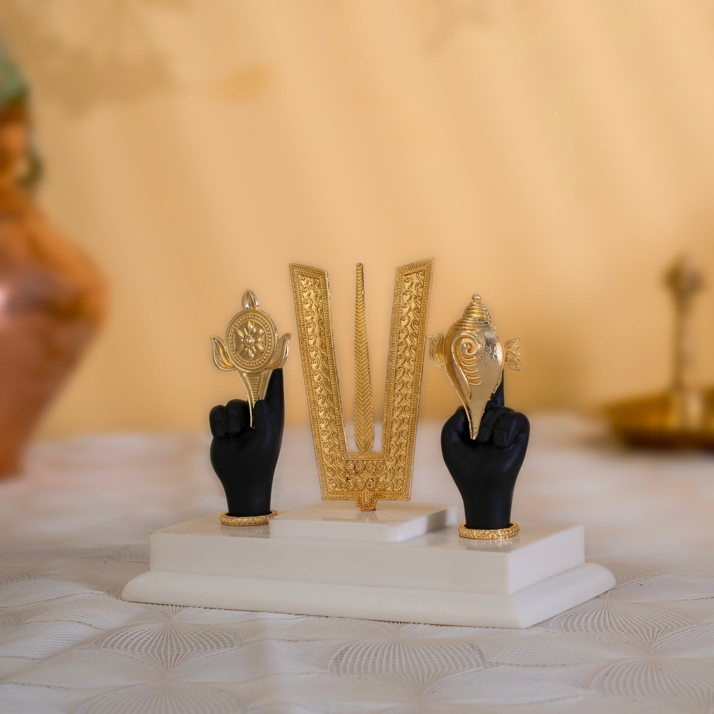 Tirupati Balaji Sri Tilak Chakra Idol | Gold-Plated Deity | 5.5 Inches
