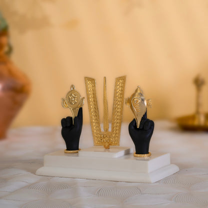 Tirupati Balaji Sri Tilak Chakra Idol | Gold-Plated Deity | 5.5 Inches