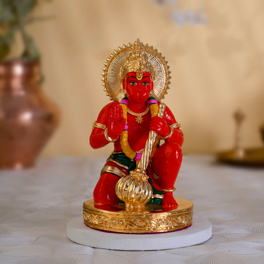 Sinduri Hanumanji Idol | 24K Gold-Plated Hanuman Murti | Available in 3 & 6 Inches
