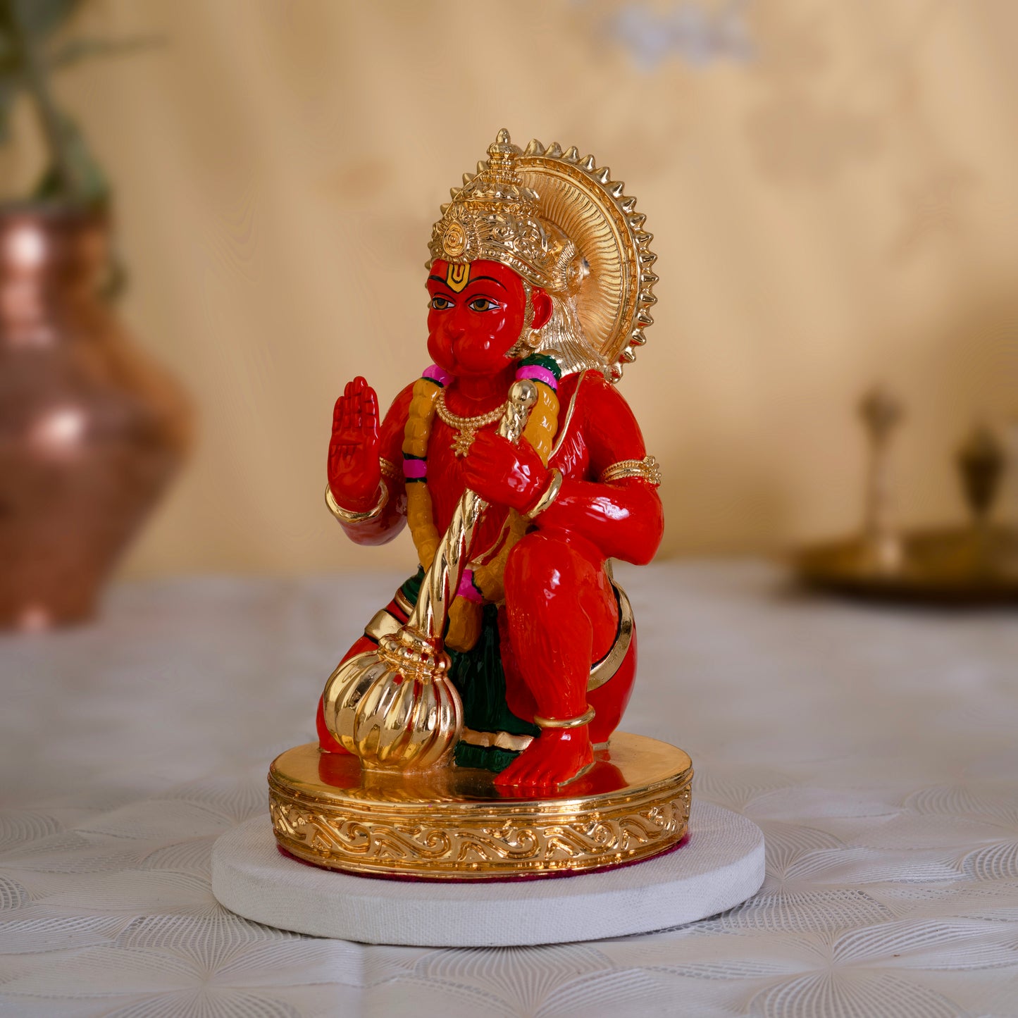 Sinduri Hanumanji Idol | 24K Gold-Plated Hanuman Murti | Available in 3 & 6 Inches