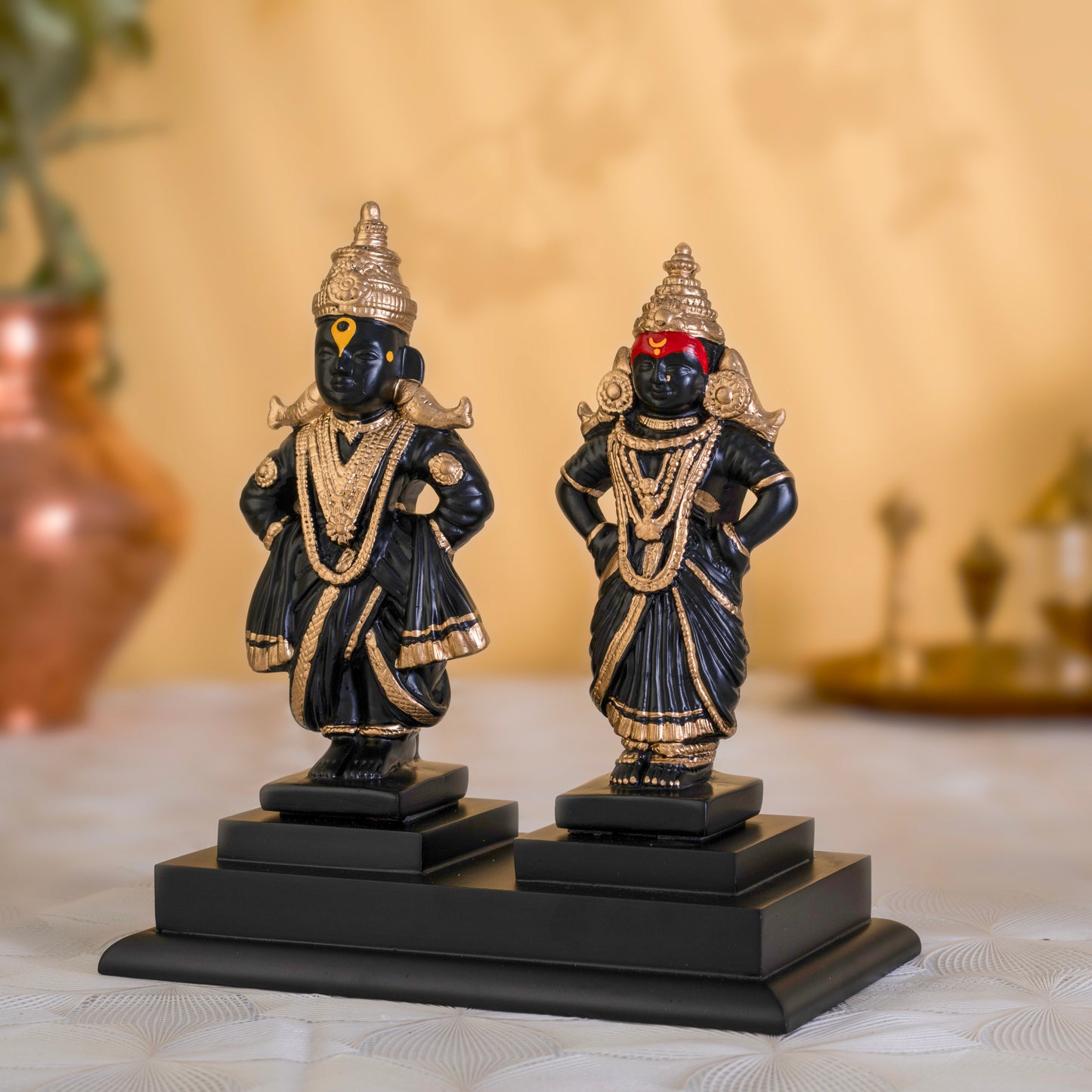 Lord Vitthal Rukmini Idol for Home Temple & Pooja Room