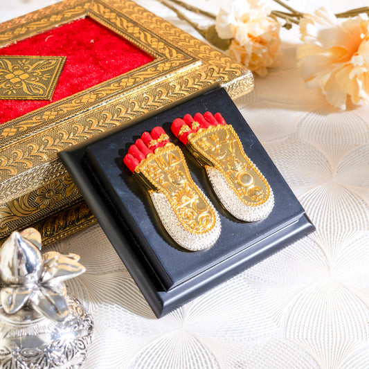 Laxmi Charan Paduka | 24K Gold-Plated | Decorative Idol for Gifting | Variable Sizes