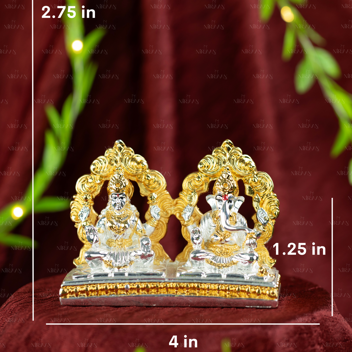Ganesh & Lakshmi Idol Set | Gold & Silver-Plated Divine Duo | 2.75 Inches