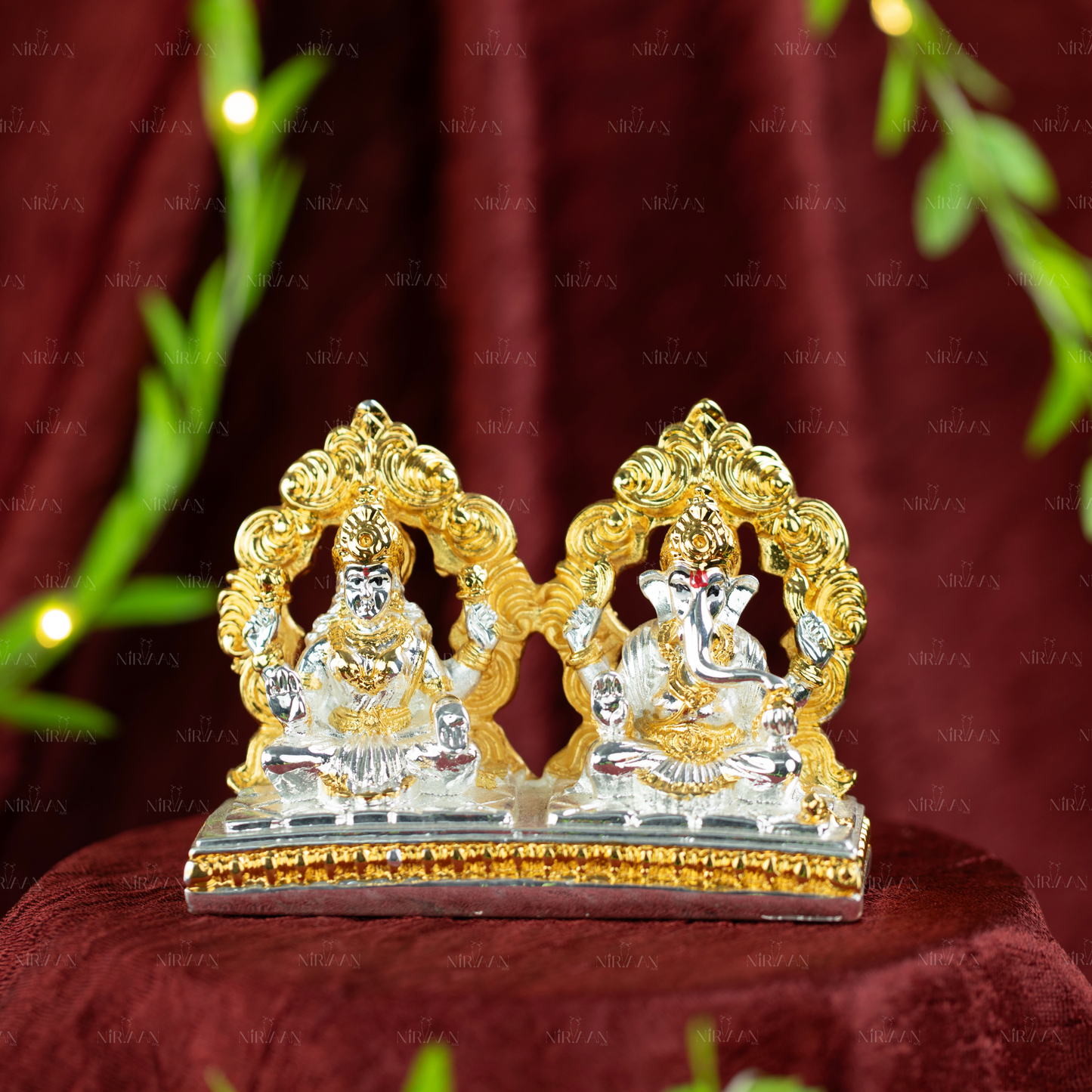 Ganesh & Lakshmi Idol Set | Gold & Silver-Plated Divine Duo | 2.75 Inches