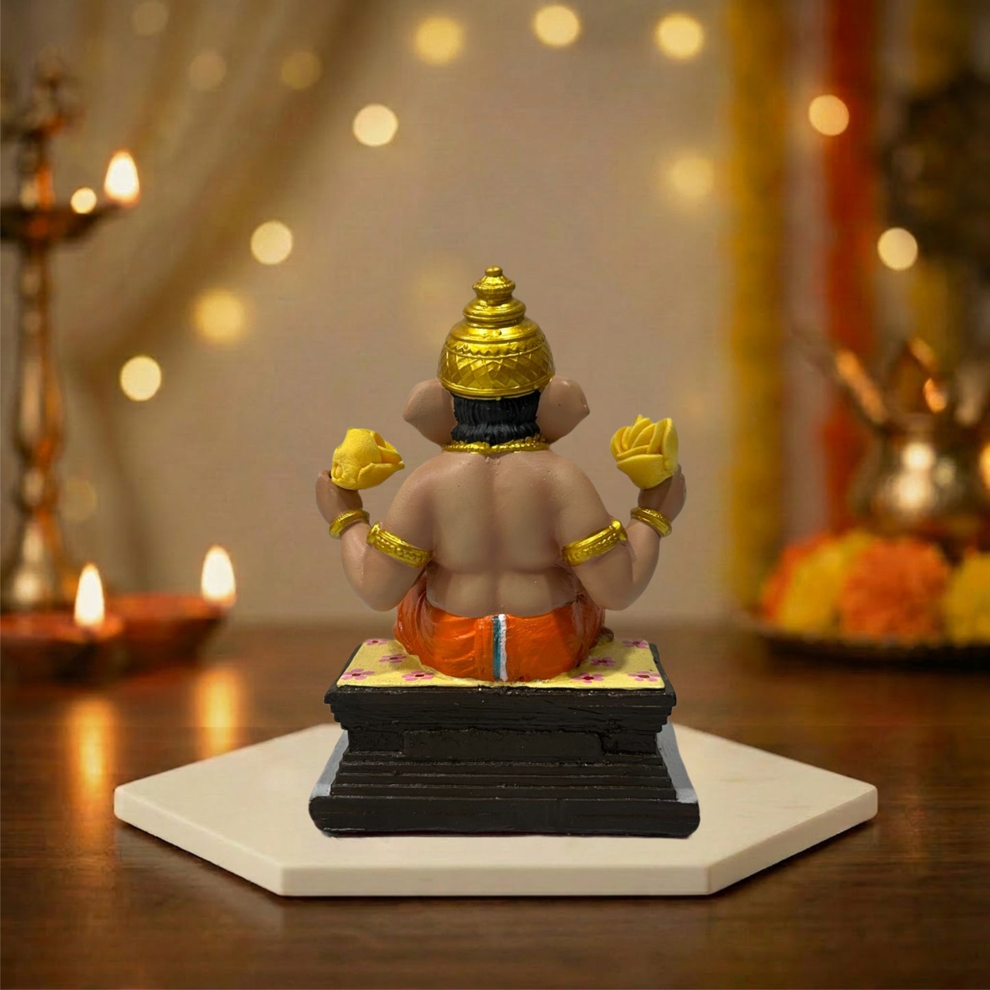 Premium Chaurang Ganpati Idol | Car Dashboard & Gifting | 5 inch