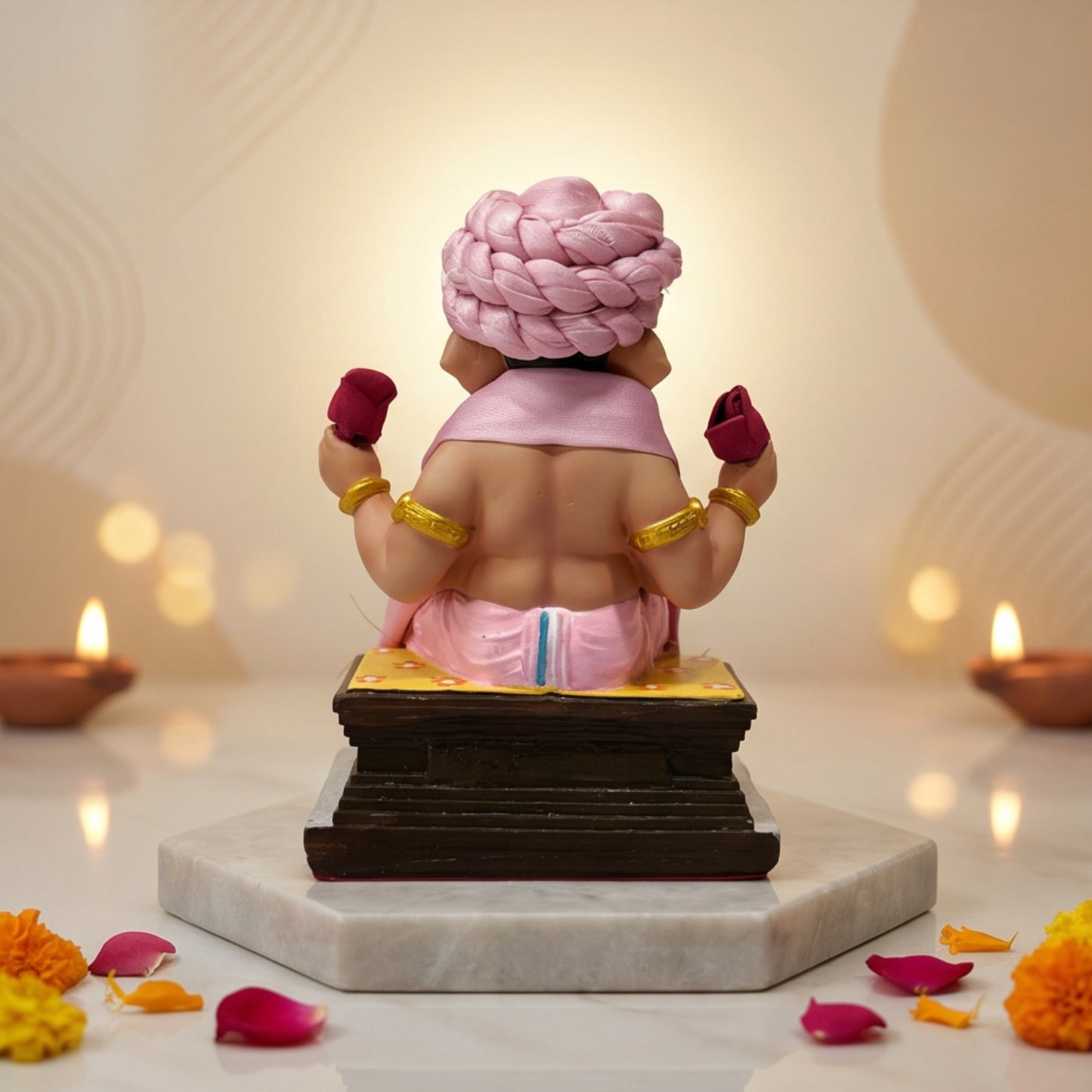 Premium Pheta Chaurang Ganpati Idol | Car Dashboard & Gifting | 5 inch