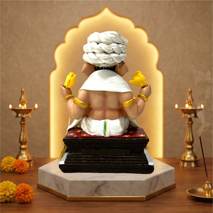 Premium Pheta Chaurang Ganpati Idol | Car Dashboard & Gifting | 5 inch