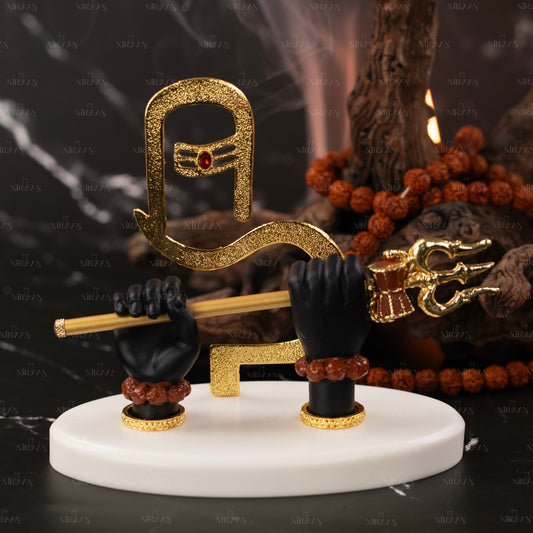 Shivji Hand with Trishool | Sacred Shivji Hands Idol | Polyresin with 24K Gold-Plated Trishul | 5 Inches
