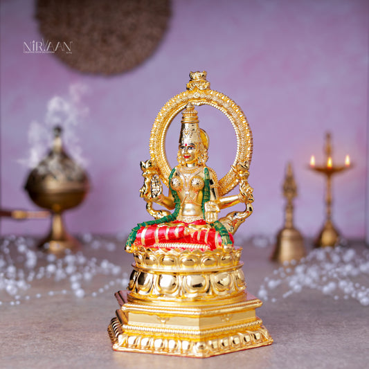 Aishwarya Laxmi Idol | Gold-Plated Mahalaxmi Murti | 7.5 Inches