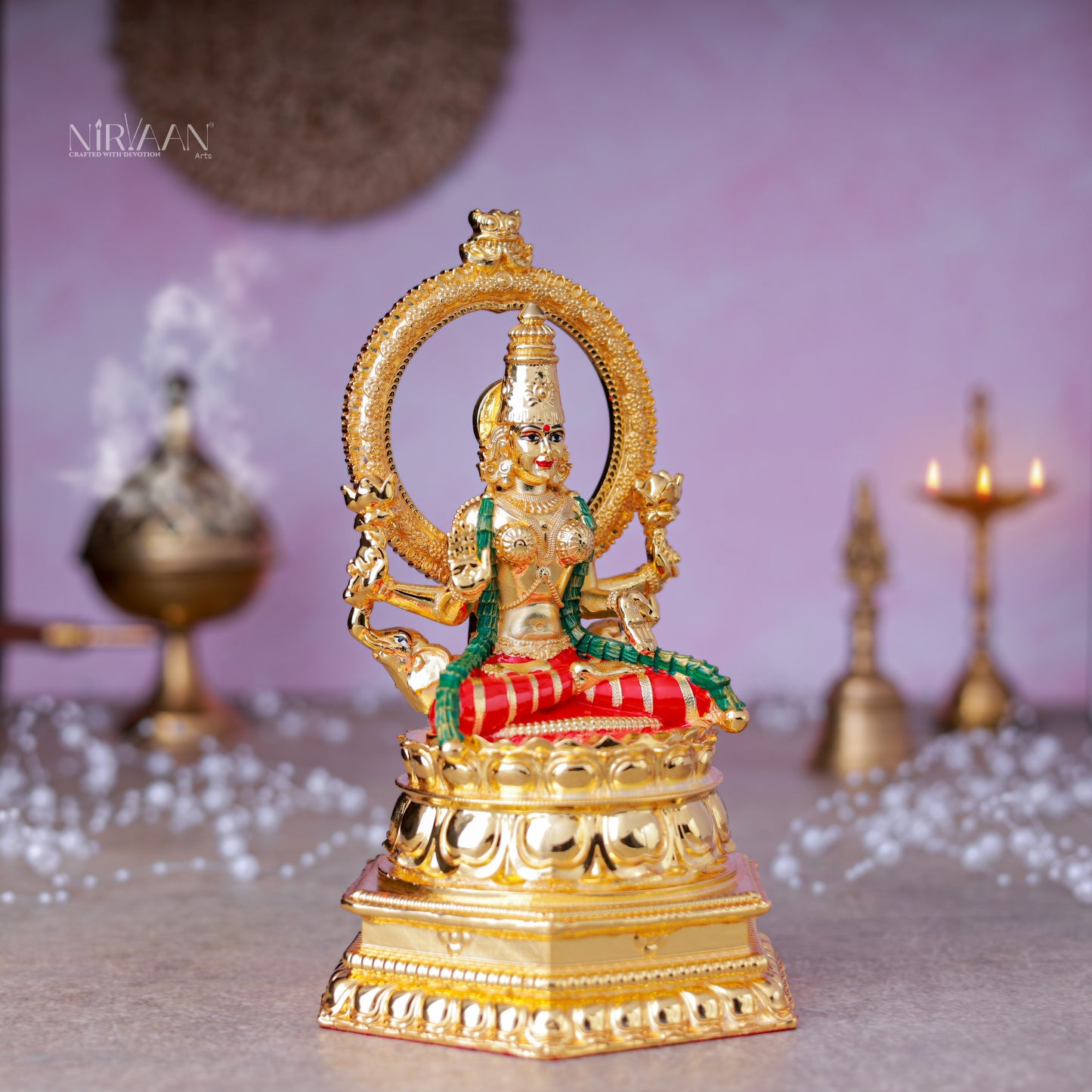 Aishwarya Laxmi Idol | Gold-Plated Mahalaxmi Murti | 7.5 Inches