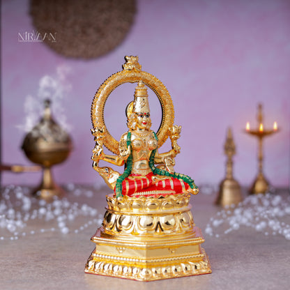 Aishwarya Laxmi Idol | Gold-Plated Mahalaxmi Murti | 7.5 Inches