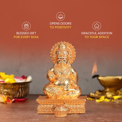 Pure Gold Plated Kuber Ji Idol With Mangoose | Wealth & Prosperity Symbol for Home & Office