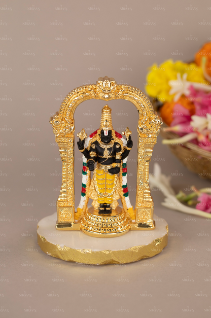 Tirupati Balaji with Arch | Gold-Plated Sacred Idol | 4.5 Inches