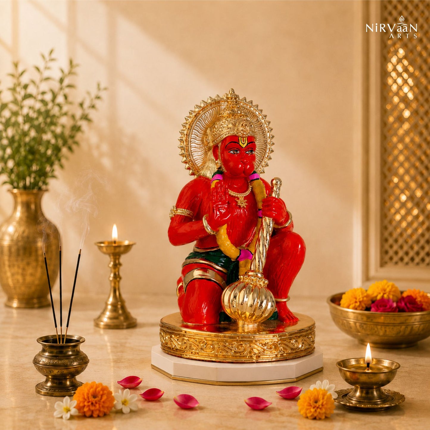 Sinduri Hanumanji Idol | 24K Gold-Plated Hanuman Murti | Available in 3 & 6 Inches