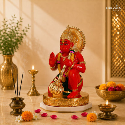 Sinduri Hanumanji Idol | 24K Gold-Plated Hanuman Murti | Available in 3 & 6 Inches