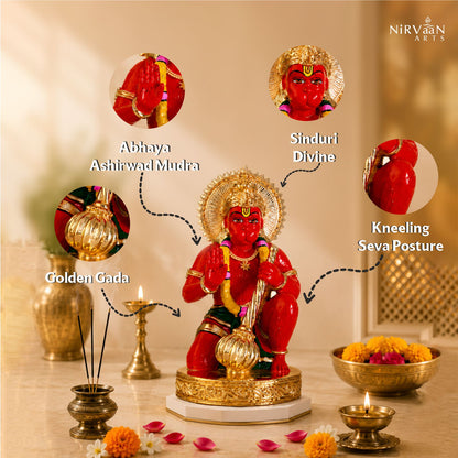 Sinduri Hanumanji Idol | 24K Gold-Plated Hanuman Murti | Available in 3 & 6 Inches