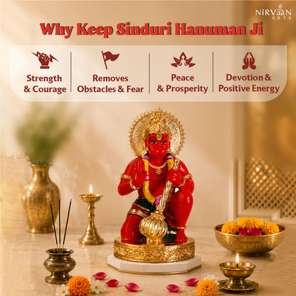 Sinduri Hanumanji Idol | 24K Gold-Plated Hanuman Murti | Available in 3 & 6 Inches