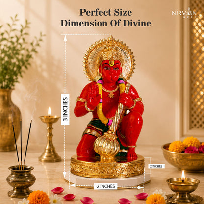 Sinduri Hanumanji Idol | 24K Gold-Plated Hanuman Murti | Available in 3 & 6 Inches