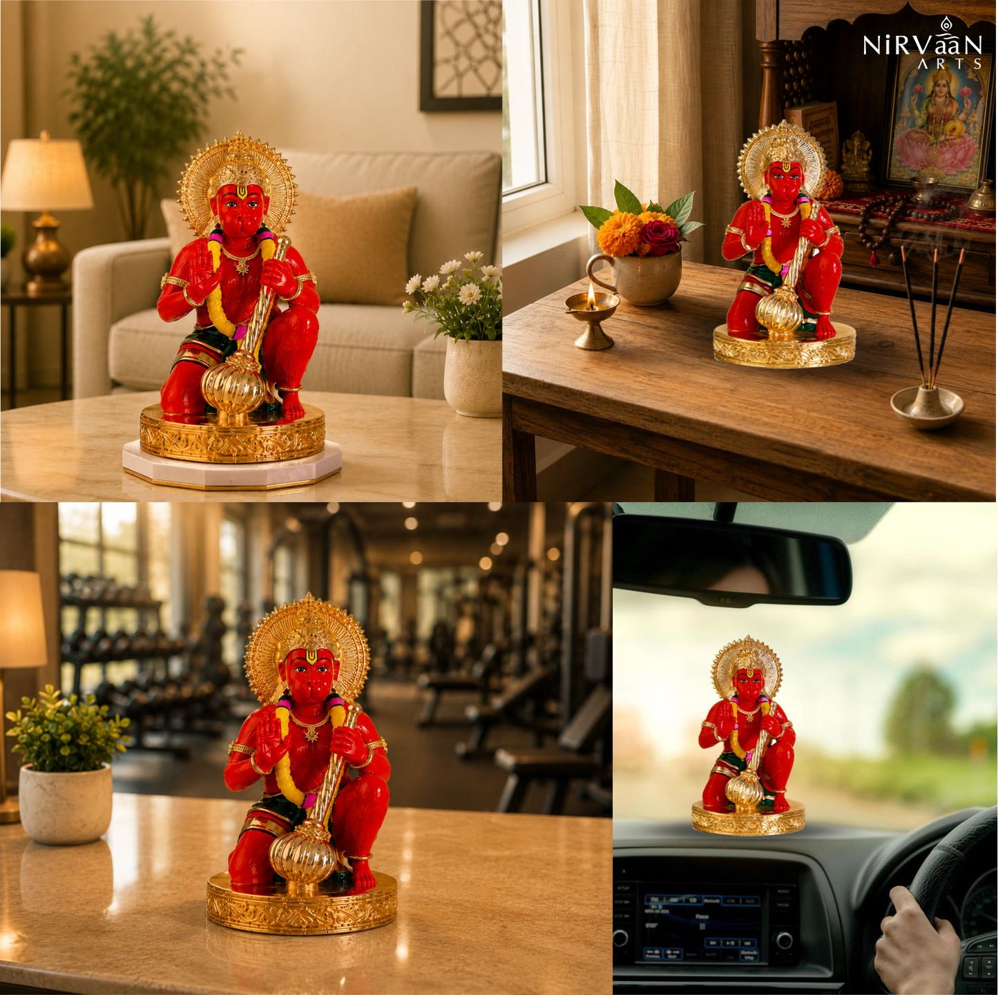 Sinduri Hanumanji Idol | 24K Gold-Plated Hanuman Murti | Available in 3 & 6 Inches