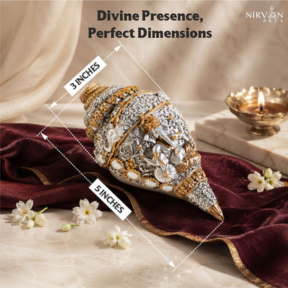 Divine Ganesh Shankh (Conch) 999 Silver Plated & 24k Gold Plated